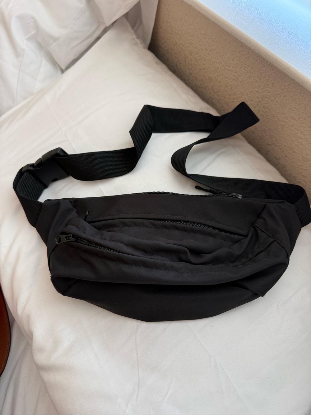 Men's Black Nylon Waist Bag - Minimal Sling Pack